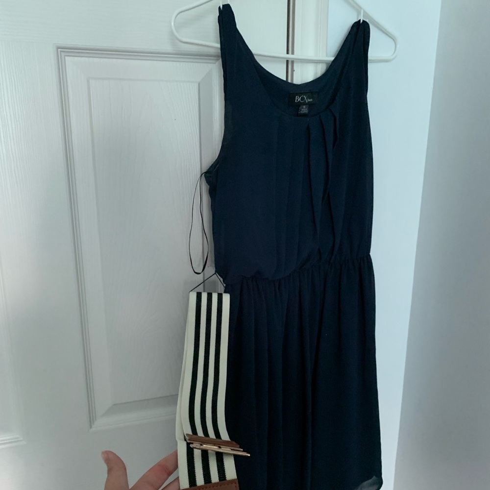 Navy blue dress with belt